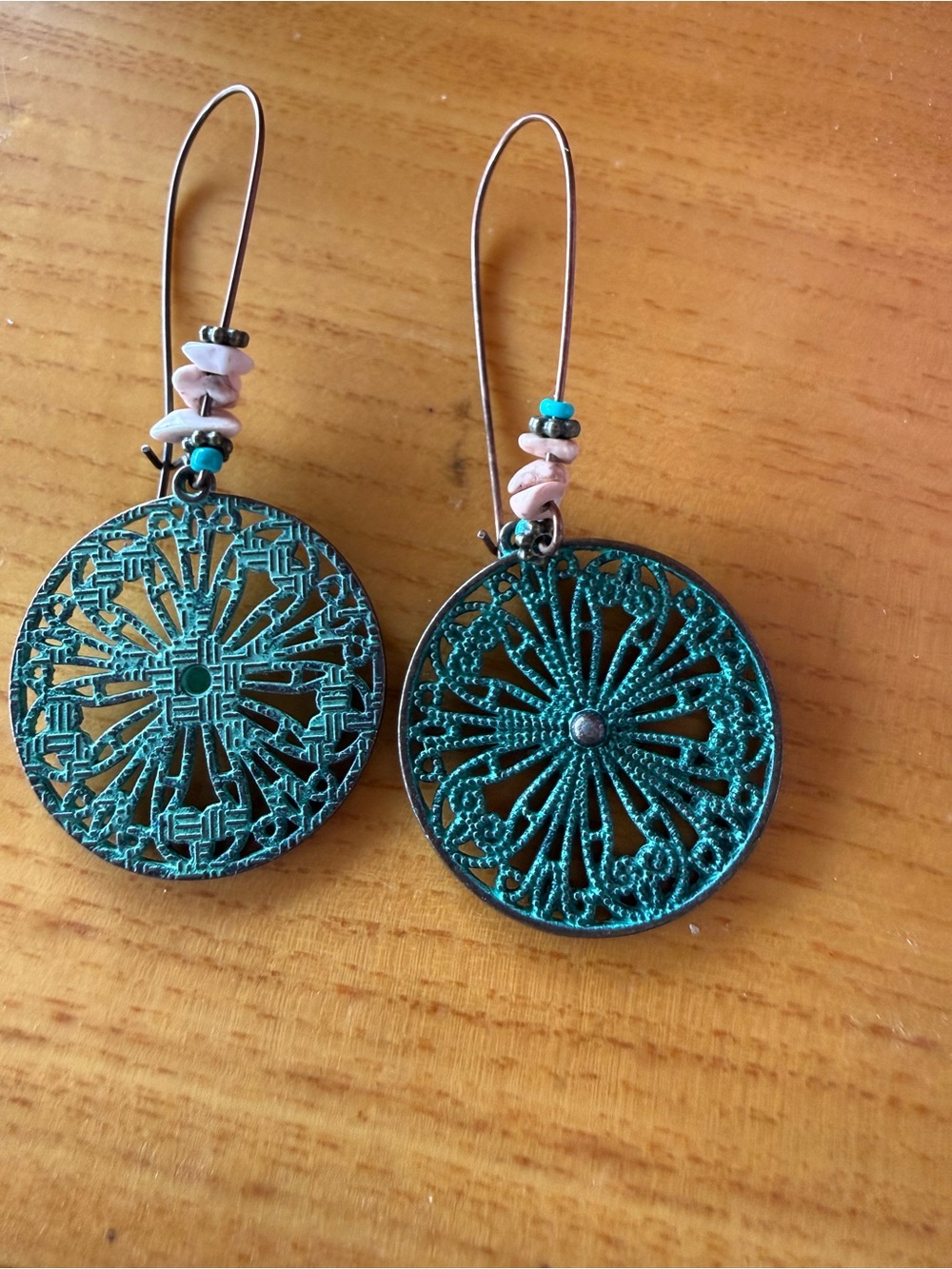 Turquoise Filigree Disc Drop Earrings - Women Jewelry